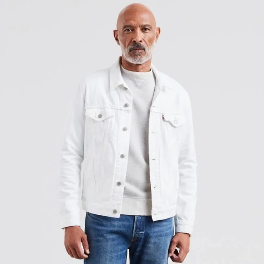 Levi's Men's White Out Trucker Jean Jacket Size Medium Cotton Long Sleeve - Picture 1 of 6